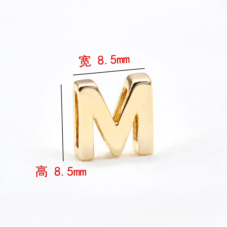 10 trous larges Alphabet plat perle ceinture charme 14K GF perles entretoise