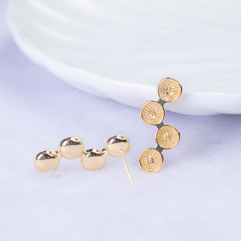 Boucles d'oreilles à tige 4 lignes 14K GF, perles à moitié percées, vierges