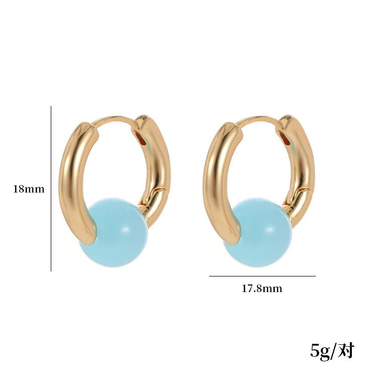4 boucles d'oreilles créoles en perles d'agate 14K GF