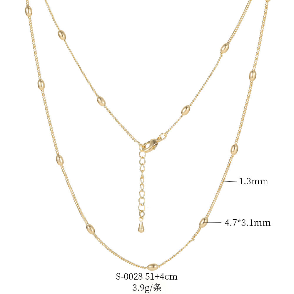 2 Cable Box Singapore Beaded Chain Necklace with Extender 14K GF Choker