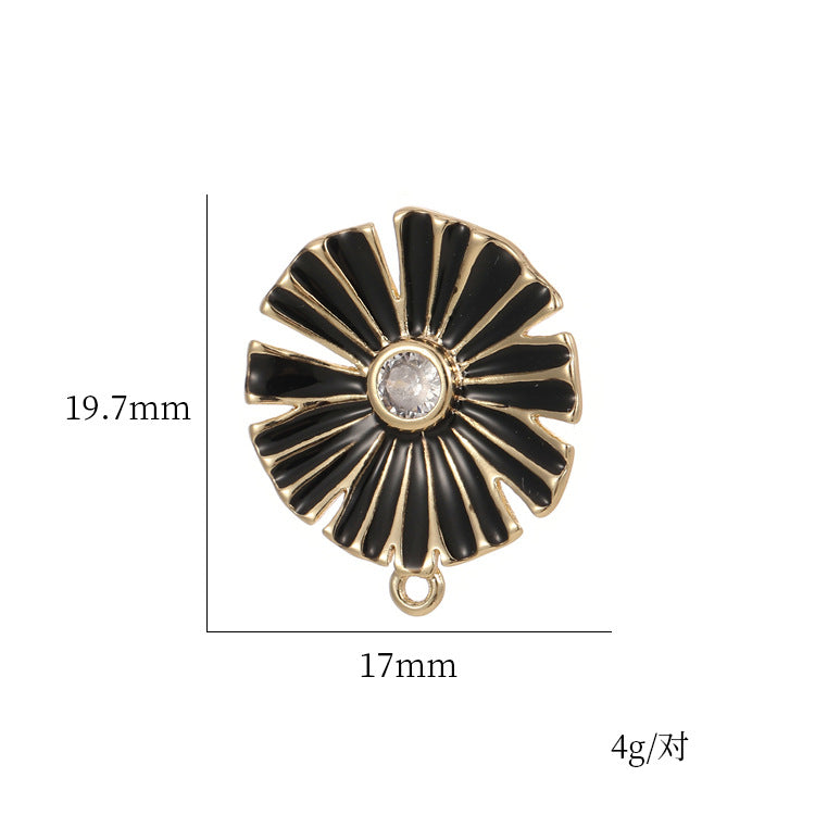 4 boucles d'oreilles florales avec boucle en émail époxy 14K GF strass embellies