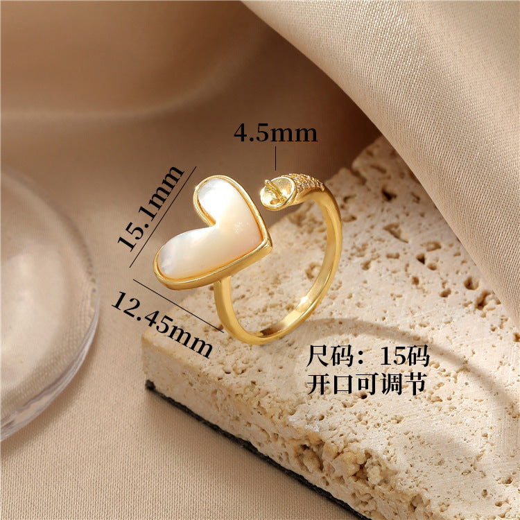 2 Statement-Ring mit offenem Kreis, 14K GF, halbgebohrter Perlenrohling