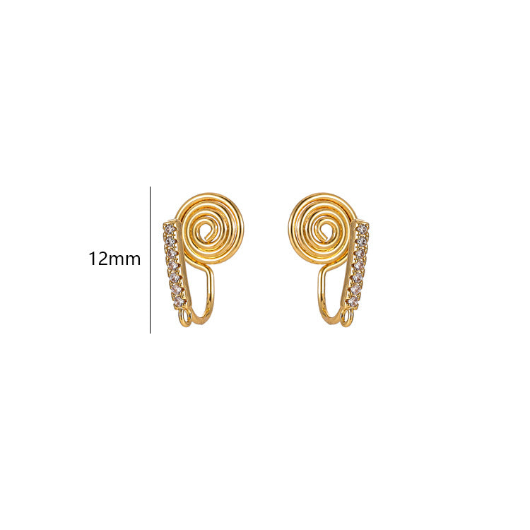 4 boucles d'oreilles à crochet en spirale ornées de strass 14K GF