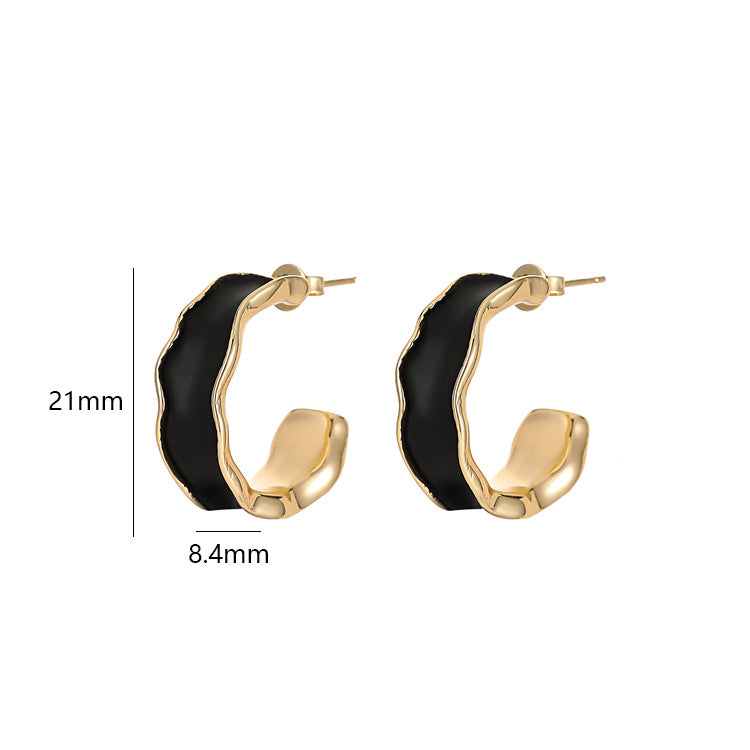 4 boucles d'oreilles demi-cercle en émail époxy 14K GF