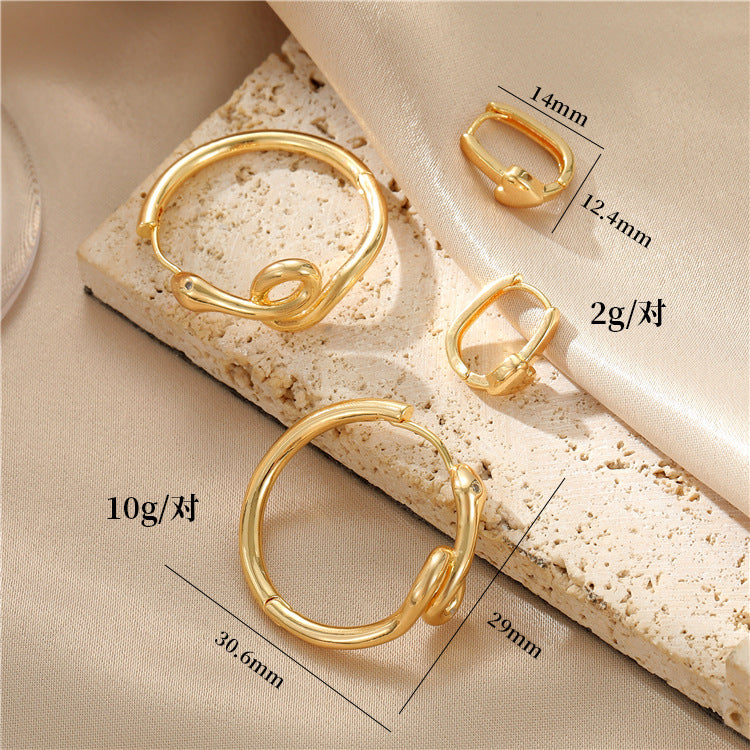 4 boucles d'oreilles serpent rectangle cercle coeur cerceau strass embelli 14K GF boucle d'oreille