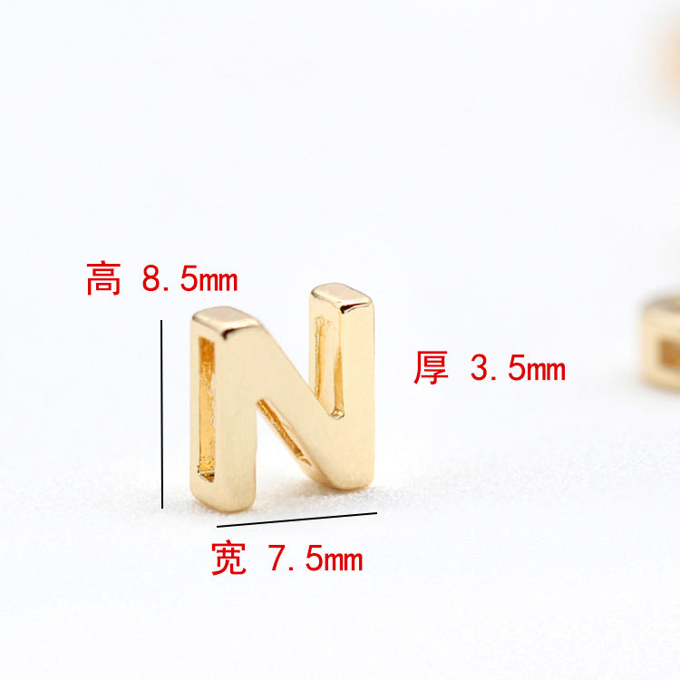 10 trous larges Alphabet plat perle ceinture charme 14K GF perles entretoise