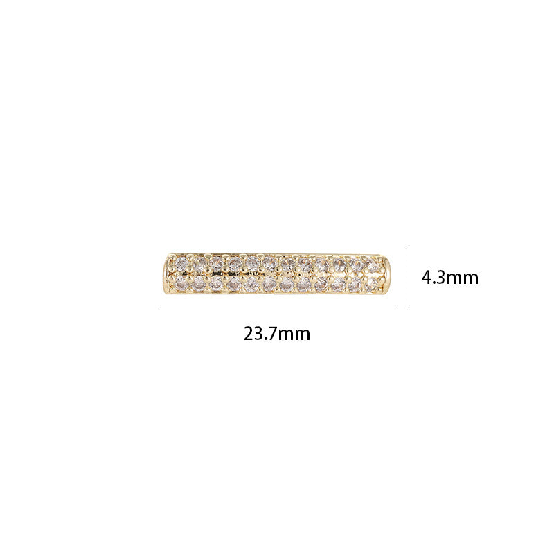 2 perles de charme de tuyau courbé ornées de strass 14K GF entretoise de perles