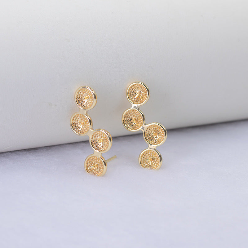 Boucles d'oreilles à tige 4 lignes 14K GF, perles à moitié percées, vierges