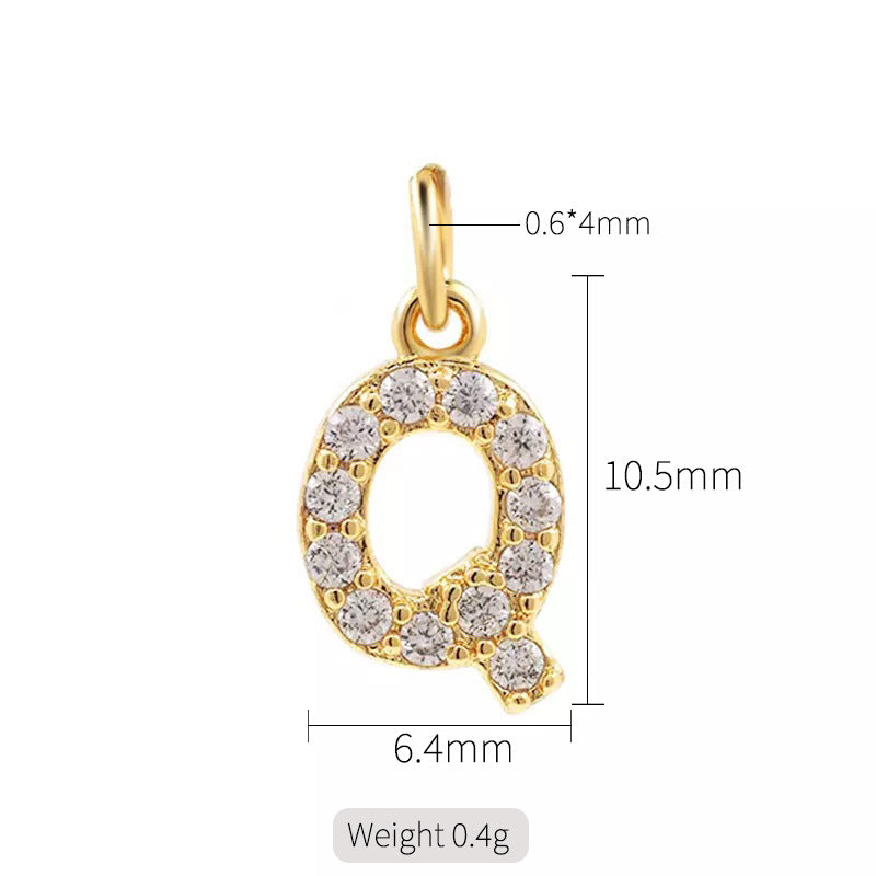 2 minuscules initiales Alphabet AZ Charm Pendentif Strass Embelli 14K GF