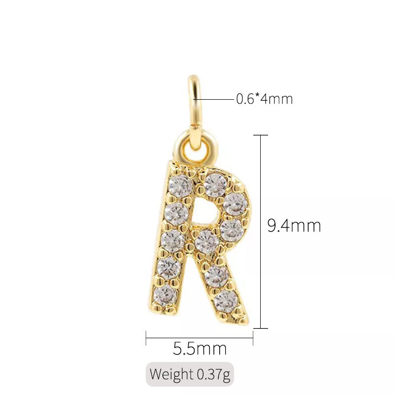 2 minuscules initiales Alphabet AZ Charm Pendentif Strass Embelli 14K GF
