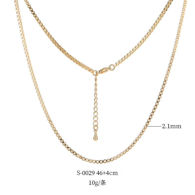 2 Cable Box Singapore Beaded Chain Necklace with Extender 14K GF Choker