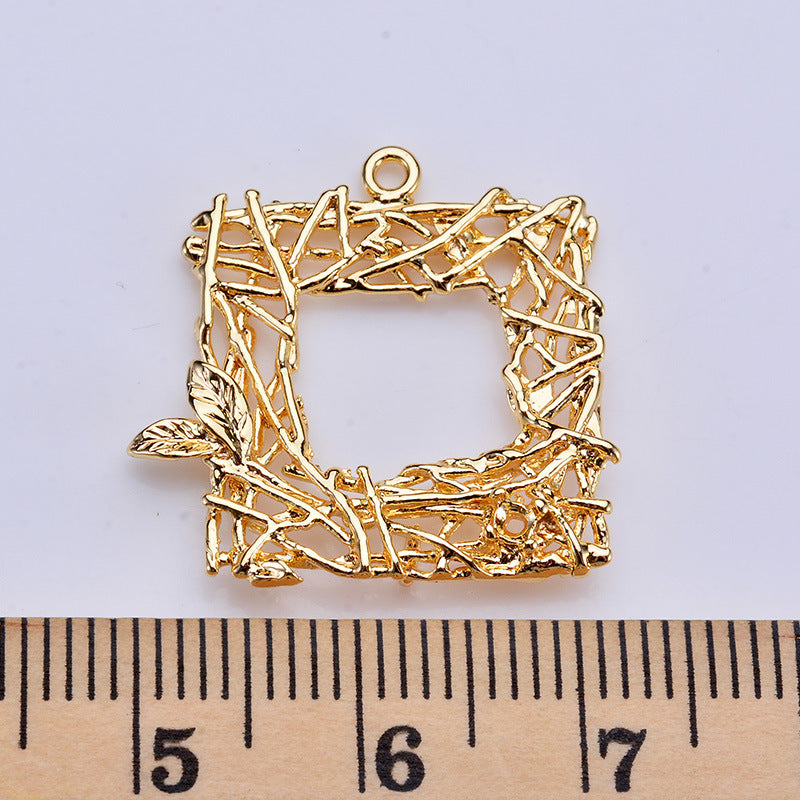 20 pendentif à breloque nid carré creux cercle 14K GF