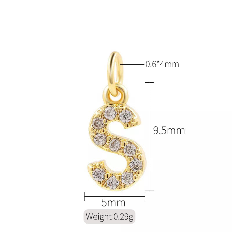 2 minuscules initiales Alphabet AZ Charm Pendentif Strass Embelli 14K GF