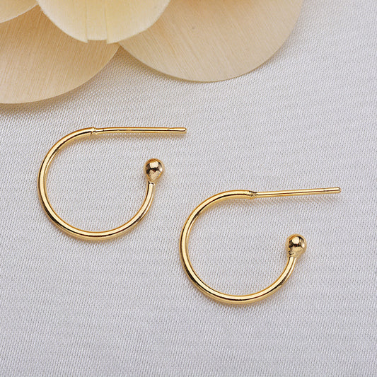 Boucles d'oreilles à tige en forme de cercle, 50 perles, 14 carats, GF