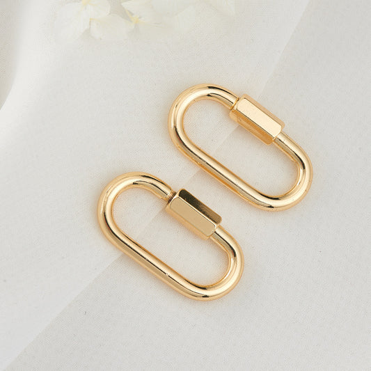 2 fermoirs à vis pour porte-clés à cercle oblong 14K GF