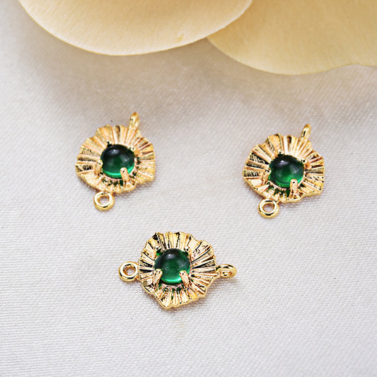 20 connecteurs de charme de coquille à double boucle ornés de strass 14K GF