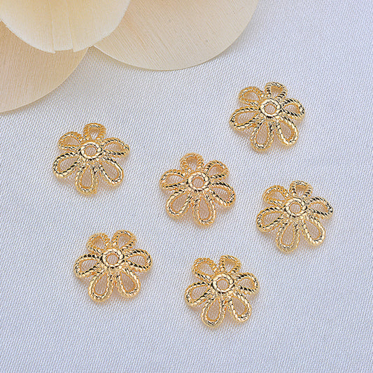 50 bonnets de perles florales, tasse 14K GF, breloques, entretoise de perles