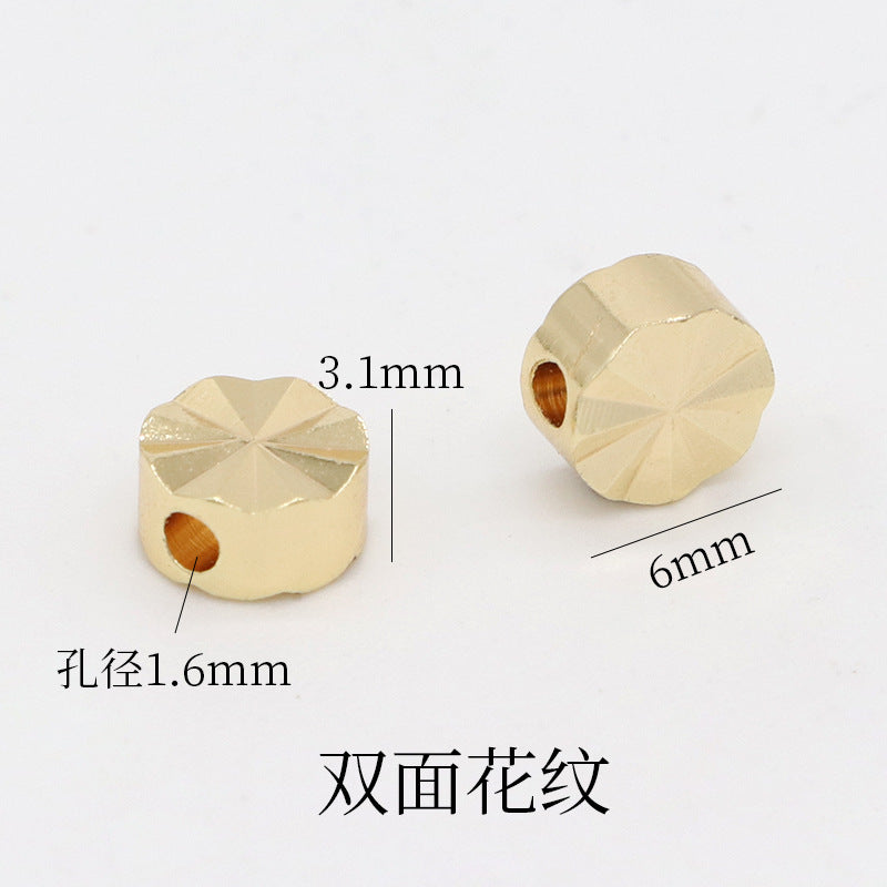 10 winzige facettierte flache Roundelle-Perlenstück 14K GF Kupfer Charm Beadwork Spacer 6mm