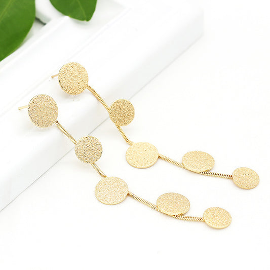 4 boucles d'oreilles à pampilles à breloques rondes givrées, boucles d'oreilles 14K GF