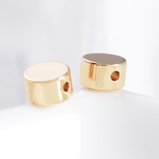 100 breloques de perles de colonne brillantes, entretoise de perles en cuivre 14K GF