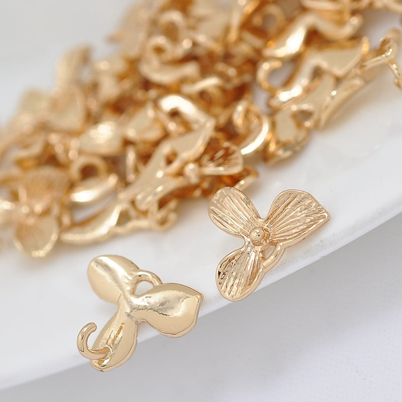 20 connecteurs de charme floral à double boucle 14K GF