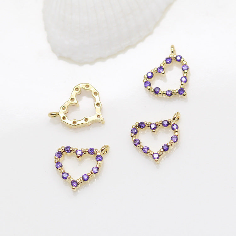 Pendentif à breloque cercle de 20 cœurs orné de strass 14K GF