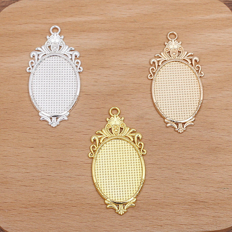 50 Oval Charm Pendant 18KGP 18x25mm Cabochon Blank Base Gemstone Piece Setting