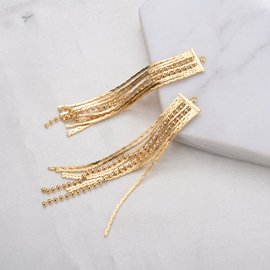 20 pendentif à breloque pompon à chaîne perlée serpent à plusieurs couches 14K GF