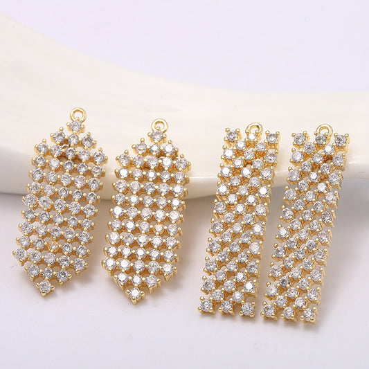 2 pendentifs à breloque rectangulaires ornés de strass 14K GF