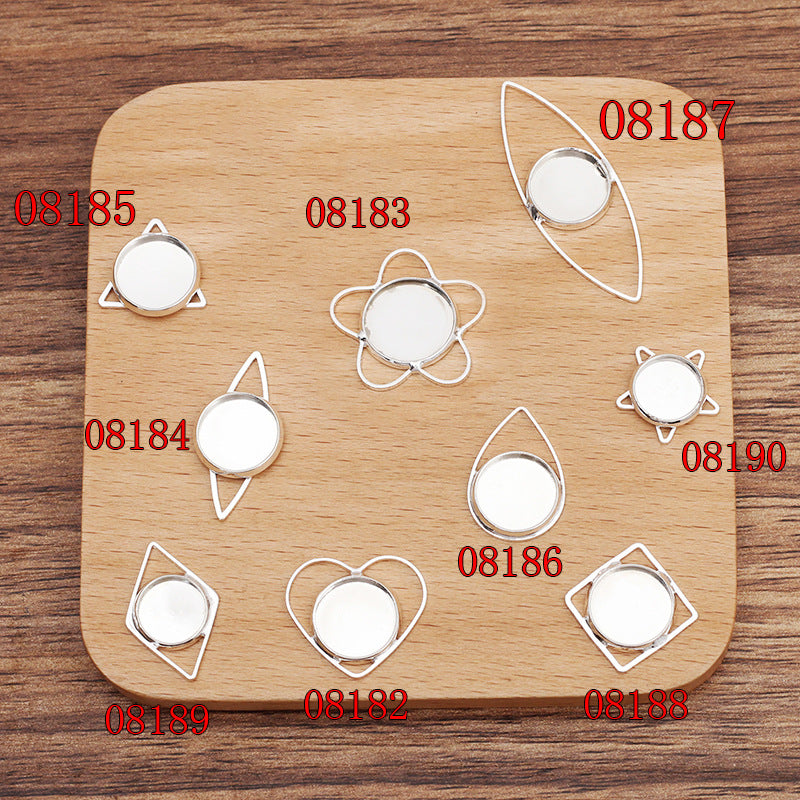 200 Eye Triangle Waterdrop Heart Star Floral Square Charm Pendant 18KGP 10mm 12mm 14mm Round Cabochon Blank Base Gemstone Piece Setting