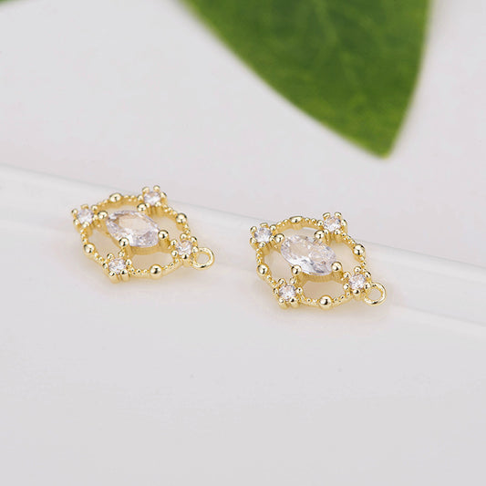 10 pendentifs à breloque ovale creux ornés de strass 14K GF