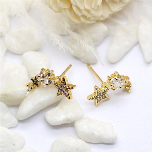 10 boucles d'oreilles multi-étoiles à tige ornées de strass 14K GF