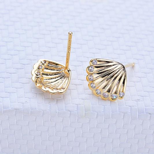 20 boucles d'oreilles à tige en coquillage avec boucle 14K GF ornées de strass