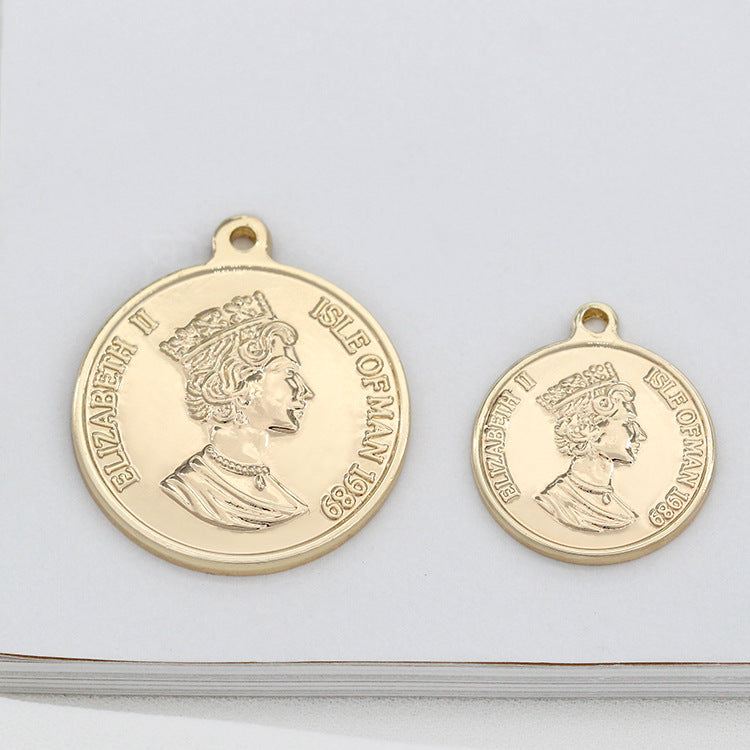 5 Queen Coin Charm Pendant 14K GF