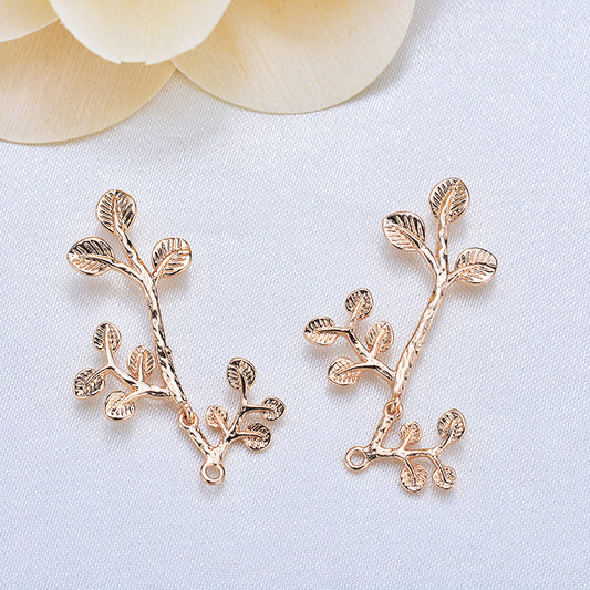 20 pendentif à breloque branche de feuille à double boucle 14K GF