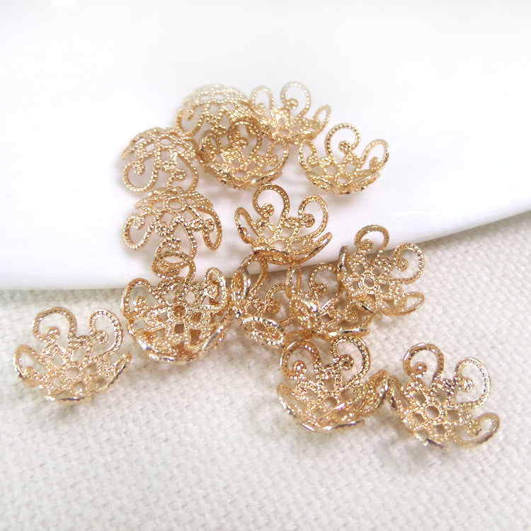 100 Floral Bead Cap Cup 14K GF Charm Beadwork Spacer