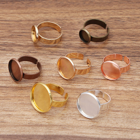20 Plain Bezel Cup Open Circle Ring 18KGP 10mm 12mm 14mm 16mm 18mm 20mm Round Cabochon Blank Base Gemstone Setting