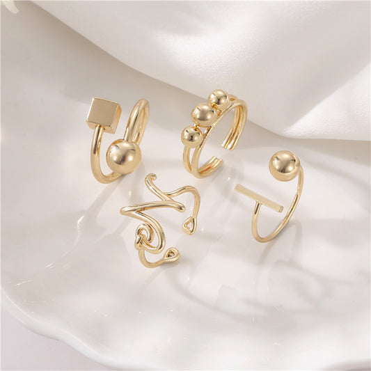 2 bague de déclaration sculptée en cercle ouvert 14K GF perle à moitié percée vierge
