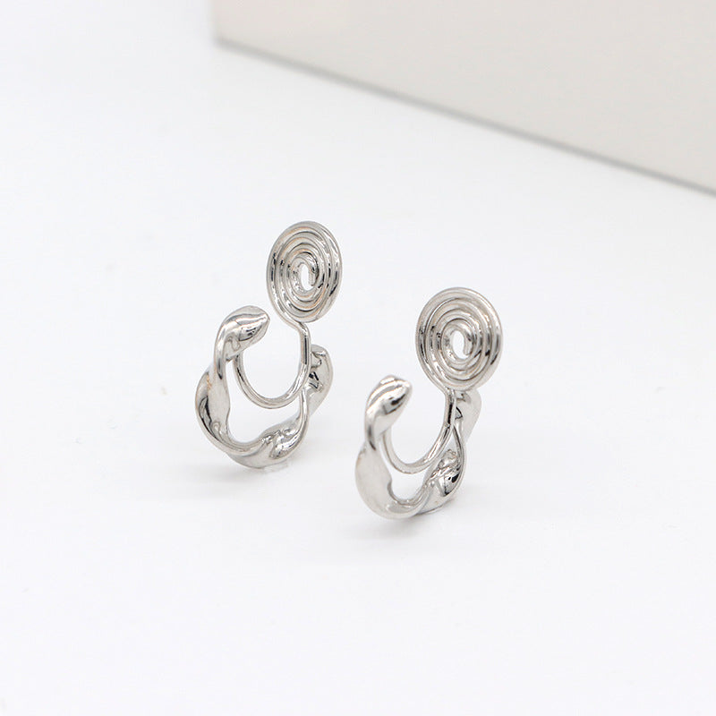 4 Spiral Ear Clips No Piercing Earring Rhinestone Embellished 14K GF Earing