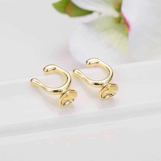 4 boucles d'oreilles à tige en forme de cercle en U 14 carats GF à moitié percées en perles vierges