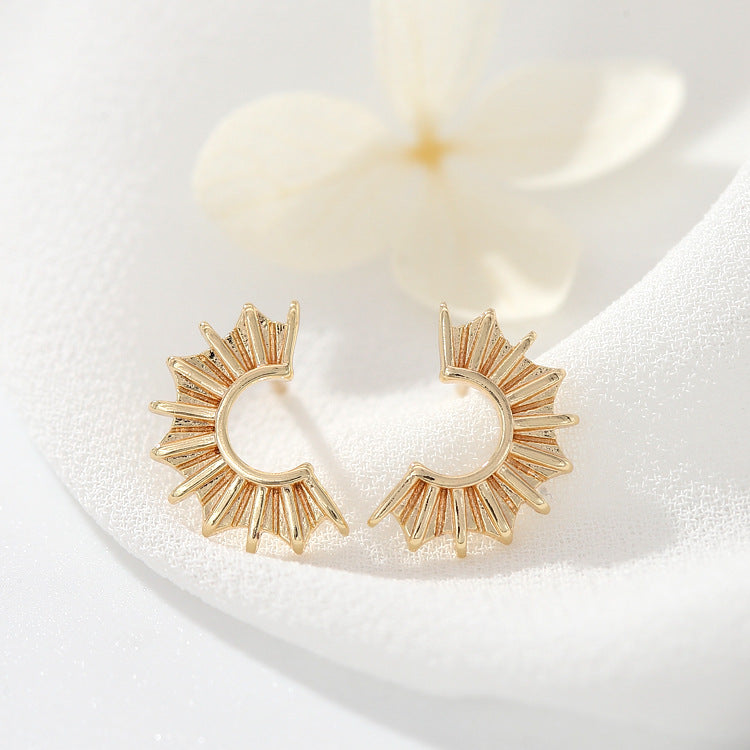 4 boucles d'oreilles à tige solaire en demi-cercle 14K GF Earing