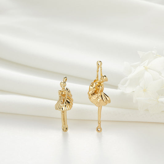2 Balletttänzerin Charm-Anhänger 14K GF