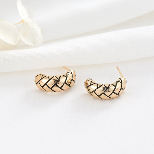 4 Semi Circle Chunky Stud Earrings 14K GF Earing