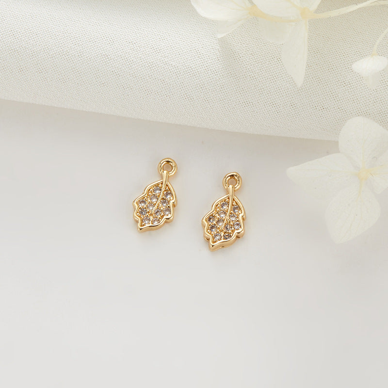 Pendentif à breloque dauphin musique pigeon à 2 feuilles orné de strass 14K GF