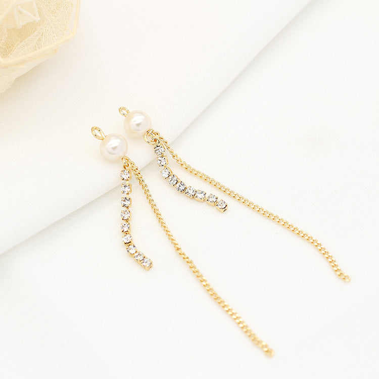 10 Schlangenketten-Quasten-Charm-Anhänger, Perle, Strass, verziert, 14 Karat GF