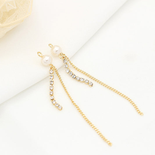 10 Chaîne Serpent Gland Charme Pendentif Perle Strass Embelli 14K GF
