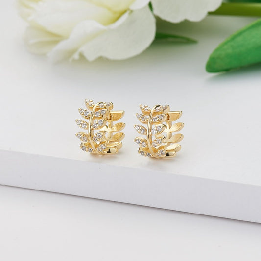 4-Blatt-Creolen mit Strassverzierung aus 14-karätigem GF