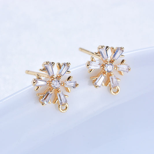 20 boucles d'oreilles flocon de neige avec boucle 14K GF, ornées de strass