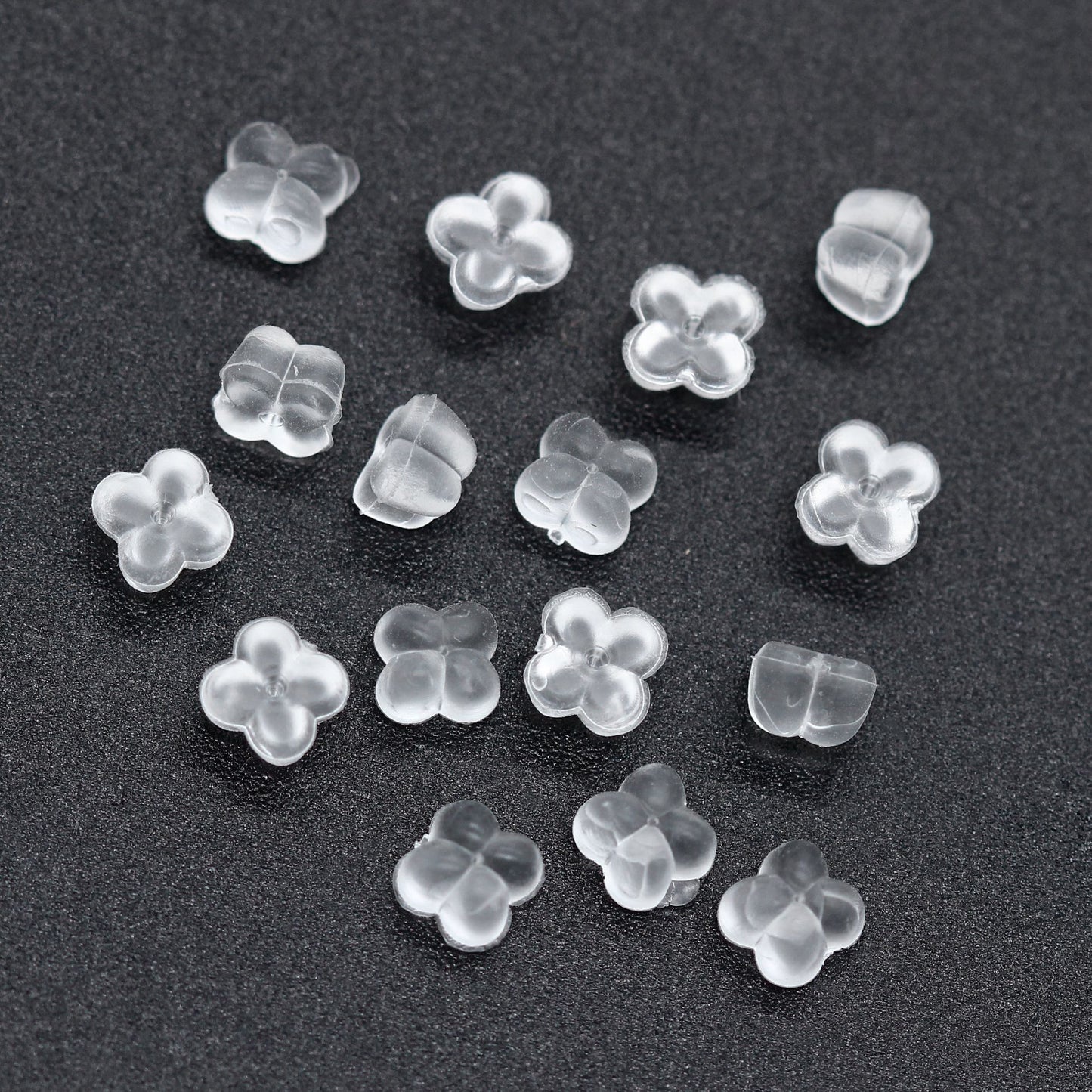 100 Zylinder Clover Gear Trommelpfosten Silikon-Silikagel-Ohrring-Rückenstopper
