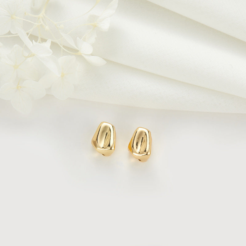 2 Raw Nugget Bead Charm 14K GF Charm Beadwork Spacer